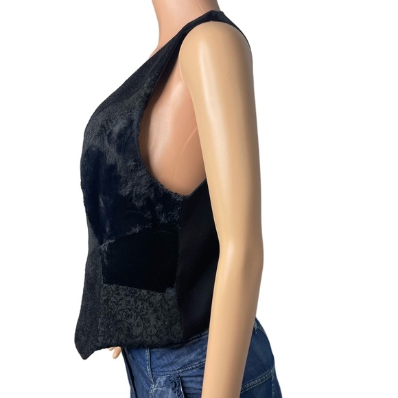 Lucia Lukken VINTAGE‎ black mixed media zip up vest, Medium 90s - Picture 4 of 9